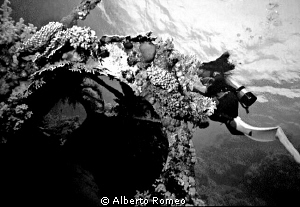 In the Cousteau village Precontinent II there is the wrec... by Alberto Romeo 